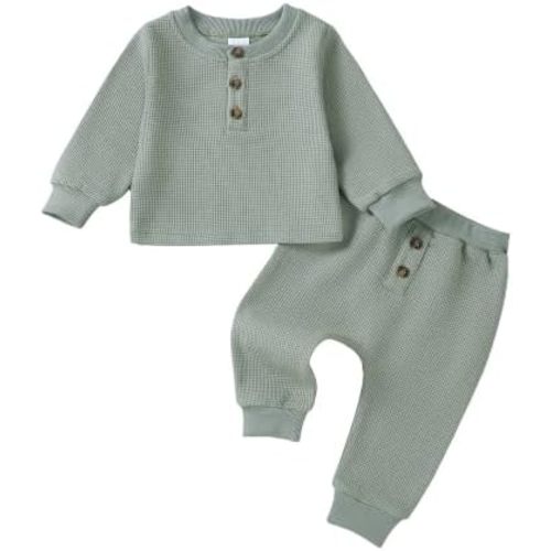 Baby Boy Clothes Infant Sweatsuit Henley Shirt Outfits Clothing Set 3-24M