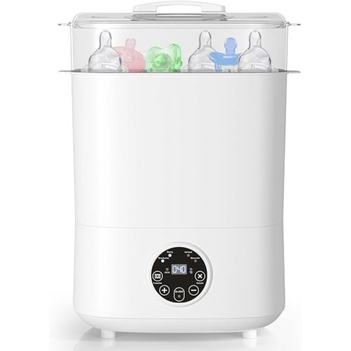 Baby Bottle Sterilizer and Dryer, 5-in-1 Large Capacity Bottle Sanitizer and Dryer, 2 Layers Compact Baby Bottle Electric Steam Sterilizer and Dryer