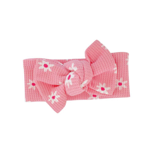 Organic Waffle Knot Bow, Pink Flower