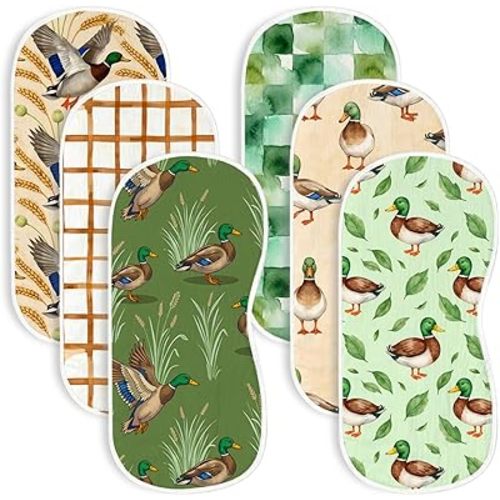 6pcs Mallardduck Burp Cloths for Baby Boys Girls Parent,100% Cotton MallardDuck Themed Design Burp Rags, Muslin Burping Cloths Absorbent Spit-Up Cloths for Infant Newborns