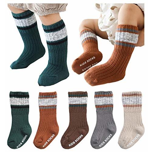QandSweet Knitting Socks Keep Warm Unisex Baby Non-Slip Knee-High Stockings for Toddler Little Boy Girls