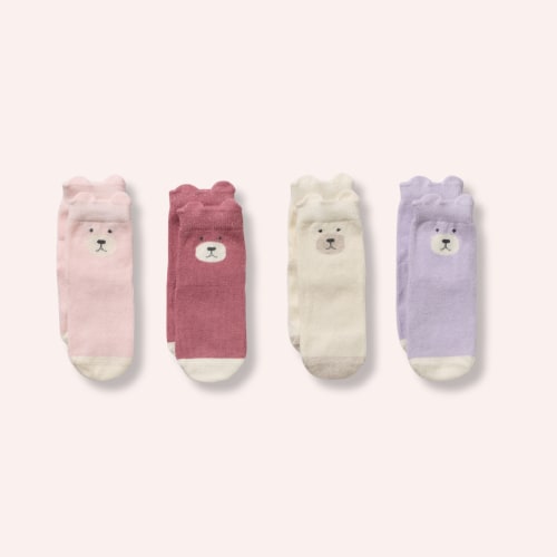 Organic 4 Pack Baby Socks - Plum, Strawberry Cream, Lilac, Buttermilk