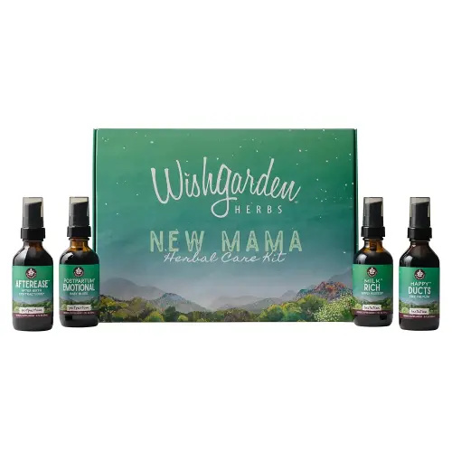 WishGarden Herbs Postpartum Essentials Kit with Gift Box - Post partum Essentials for New Mom w/AfterEase, Happy Ducts, Milk Rich & Baby Blues, Supports Contractions, Breastfeeding & Postpartum Mood