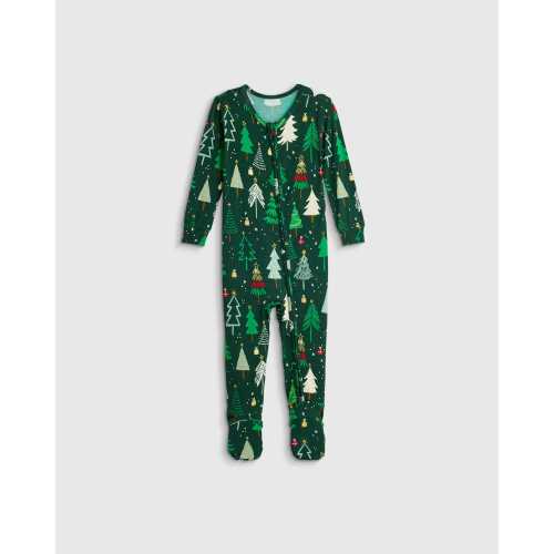 Bamboo Footie Pajama - Baby in Holiday Multi Trees