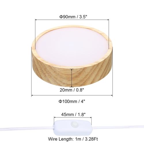 Wooden LED Light Base, Light Display Base Stand with Switch for 3D Crystal Glass Aroma Stone