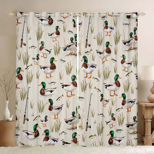 Castle Fairy Boys Girls Mallard Duck Curtains Pack of 2 (42x84 Each),Fishing And Hunting Curtains Blackout,Jungle Animal Bedroom Curtains,Microfiber Bedroom Decor