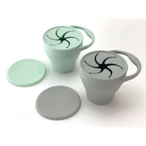 Collapsable Silicone Snack Cups – Sage & Sand - otterlove by Platinum Pure | Premium Platinum Silicone Products for Babies & Toddlers