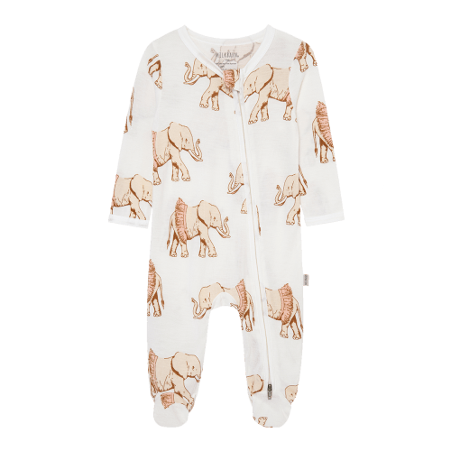 Tutu Elephant Bamboo Zipper Footed Romper