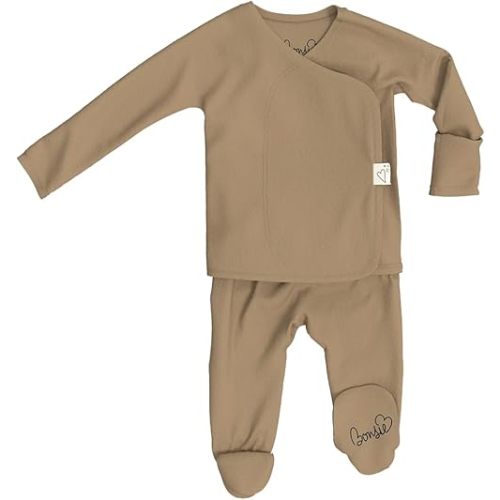 Bonsie Skin to Skin Babywear Footie - Brown Baby Footed Bodysuit - Mocha (Newborn)