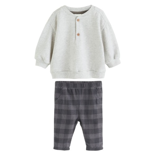 Henley Sweatshirt & Check Pants Set, 0-3M
- Only a few left