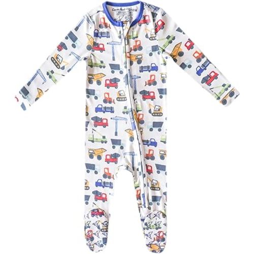 Copper Pearl Zip-Up Footie Baby Pajamas – Soft Newborn Onesies for Boys & Girls, Tag-Free with Two-Way Zipper Baby Sleepers for Newborn - 24 Months, Diesel