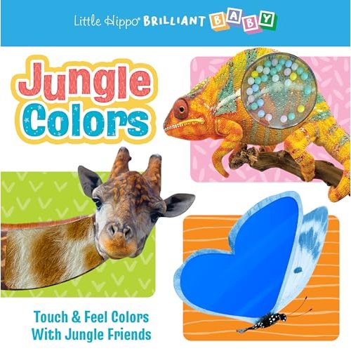 Little Hippo Books Jungle Colors | Touch and Feel Books for Toddlers 1-3 | Best Kid's Books and Board Books | Educational Children's Books and Sensory Books with Animals and Colors