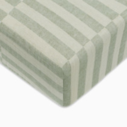 babyletto Crib Sheet in GOTS Certified Organic Muslin Cotton - Moss Stripe
