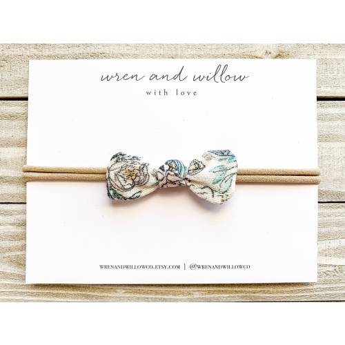 Floral Gauze Baby Knot Bow: Periwinkle Blossom Newborn Headband
