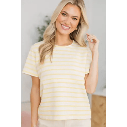 Nursing Collection: Lucky You Yellow Striped Tee
