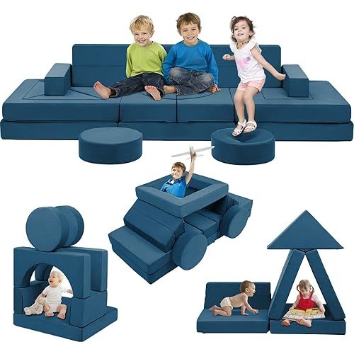 22Pcs Modular Kids Play Couch - Kids Couch for Playroom Bedroom Living Rooms Toddler Sofa for Inspiring Child Creativity,Children Convertible Foam Sofa