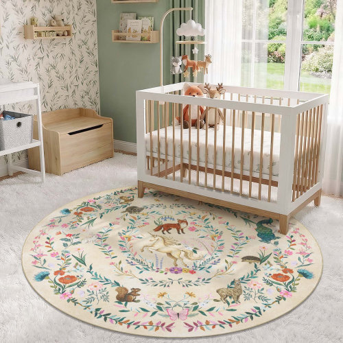 Trinx Fairytale Woodland Washable Non-Slip Area Rug | Wayfair