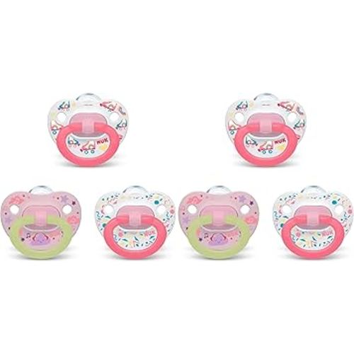 NUK Orthodontic Pacifier Value Pack, Girl, 6-18 Months,3 Count (Pack of 2)