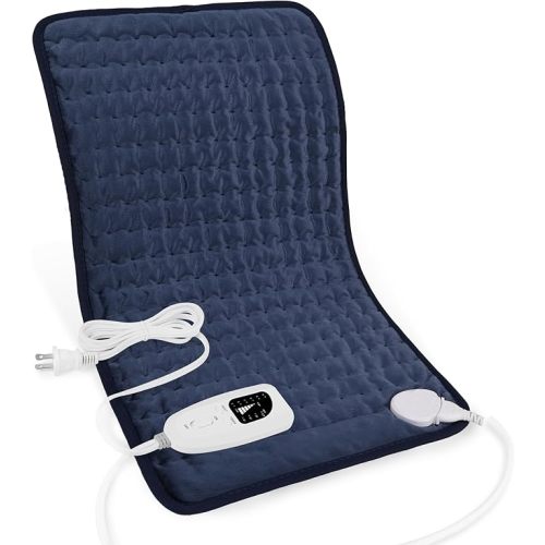 Deepsoon Heating Pad,Electric Heating Pads for Back,Neck,Abdomen,Moist Heating Pad for Shoulder,Knee,Arms,Legs,Dry/Moist Heat & Auto Shut Off,Birthday Gifts for Men and Women,Navy Blue,24x12 Inch