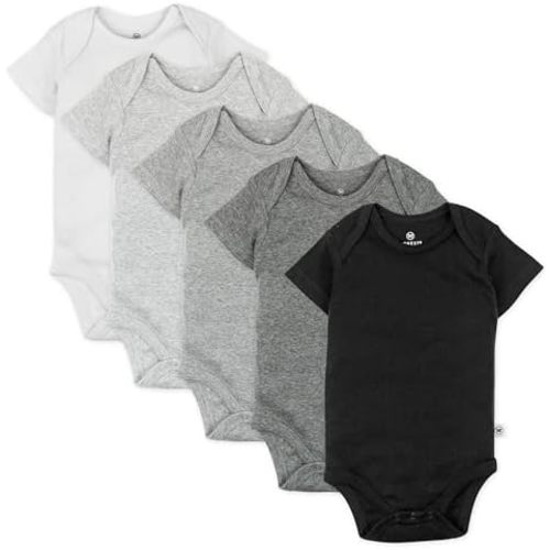 HonestBaby Baby-Boys 5-Pack Short Sleeve Bodysuits One-Piece 100% Organic Cotton for Infant Baby Boys