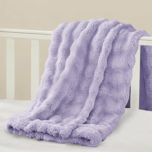 Yurhap 3D Cloud Bubble Baby Blankets for Girls Boys Cuddly Fleece Baby Gift | Soft Fluffy Baby Girl Blanket, Baby Essentials Stuff for Infant Toddler Newborn, For Crib Stroller, 30"x40”, Light Purple