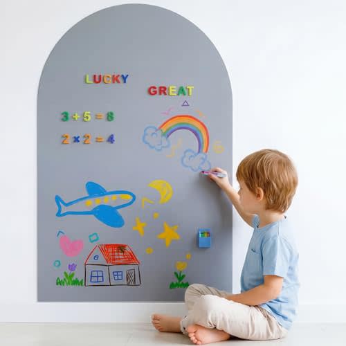 48x32 Inch Arch Magnetic Chalkboard Wall Decal for Kids Playroom | Premium Magnetic Wall Sticker for Classroom,Include Magnetic Letters, Liquid Chalks & Accessories
