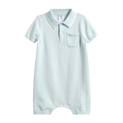 Tipped Cotton Sweater Romper, 9M
