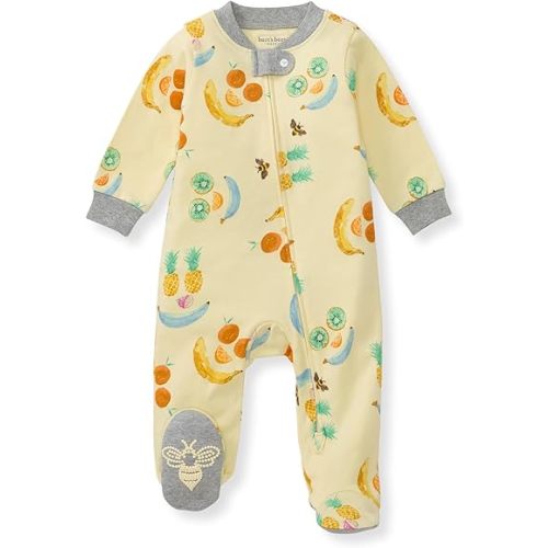 Burt's Bees Baby Boys Sleep and Play PJs, 100% Organic Cotton One-Piece Zip Front Romper Jumpsuit Pajamas
