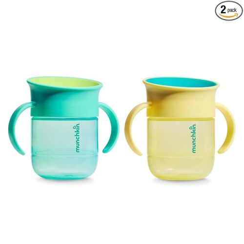 Munchkin Miracle 360 Sippy Cup for Toddlers, 7oz, 2 Pack, Blue/Yellow