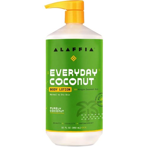 Alaffia EveryDay Coconut Hydrating Body Lotion, Normal to Dry Skin, Moisturizing Support for Soft & Supple Skin, Purely Coconut, 32 Fl Oz