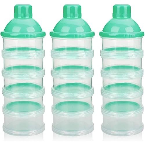 Accmor Formula Dispenser On The Go, 5 Compartments Stackable Formula Container for Travel, Baby Milk Powder Kids Snack Container, BPA Free