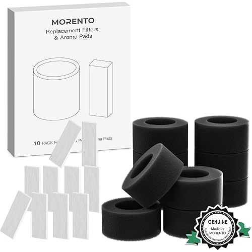 MORENTO Humidifier Replacement Water Filters 10 Pack & Aroma Pads 10 Pack for MR6w Humidifier, Top Fill Humidifiers Filters to Improve Humidification Efficiency
