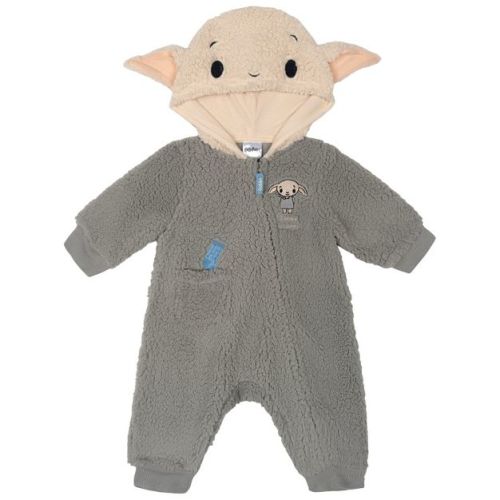 Harry Potter Baby Boy or Girl Elf Costume Zip Front Hooded Graphic Coverall Dobby Ivory 0-3 Months
