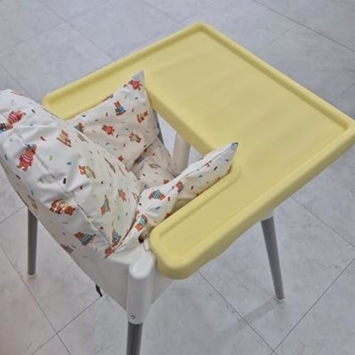 Full Cover Silicone placemat for IKEA Antilop High Chair, Silicone Placemats, IKEA High Chair Accessoires, High Chair Tray Finger Foods Placemat for Boys and Girls, Babies, Toddlers (Butter Cream)