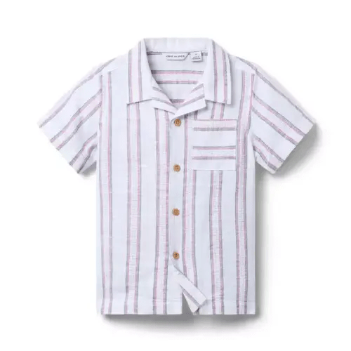 Boy White Stripe Striped Jacquard Shirt by Janie and Jack