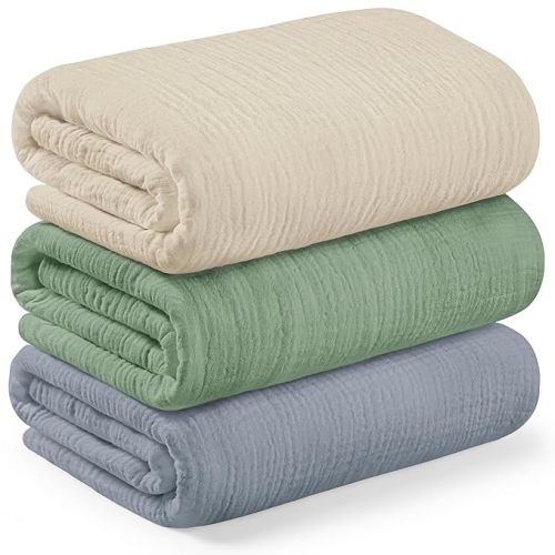 3pk Muslin Swaddle Blankets for Newborns Boys, Girls (Slate, 47x47) | Large Cotton Muslin Baby Blanket, Nursery Swaddling, Neutral, Soft, Breathable, Light Infant Baby Receiving Blanket