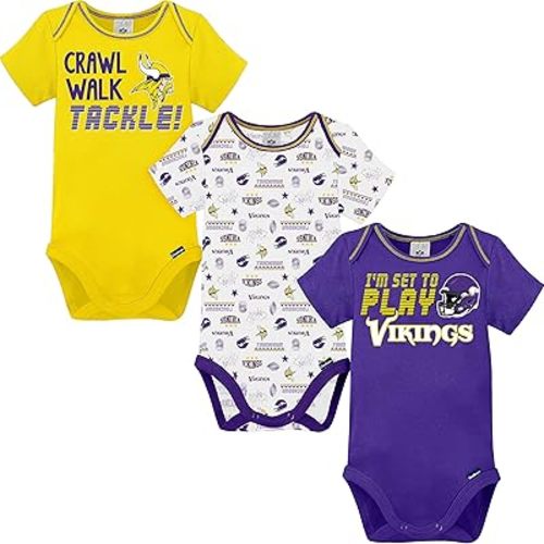 Gerber NFL unisex-baby Nfl Team 3 Pack Short Sleeve Onesie Bodysuit