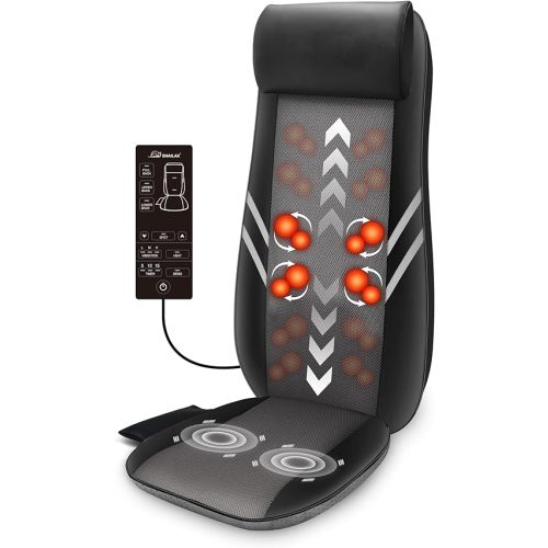 Snailax Back Massager with Heat,Shiatsu Massage Seat Cushion,8 Flexible Nodes for Full Back Massage Chair Pad,Chair Massager for Office,Gifts