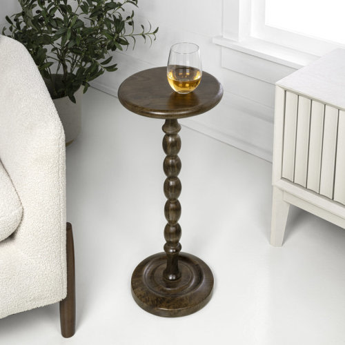Charlton Home® Augustus 24.5" Cottage Spindle Wood Pedestal Round Drink Table and Decorative End Table | Wayfair
