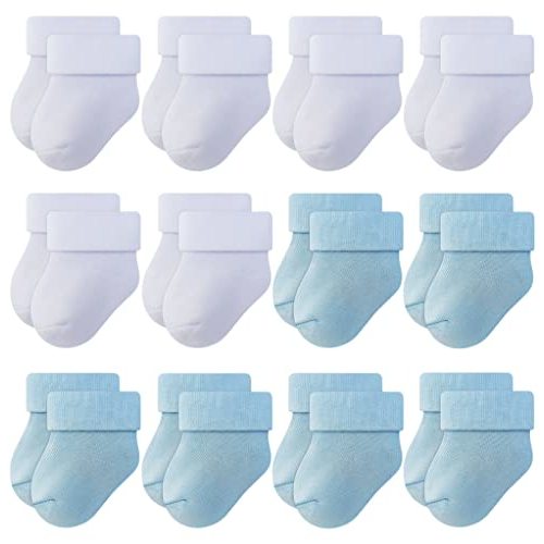 RATIVE Newborn Baby Socks 0-6,6-12 Months Terry Turn Cuff Socks for Boys Girls