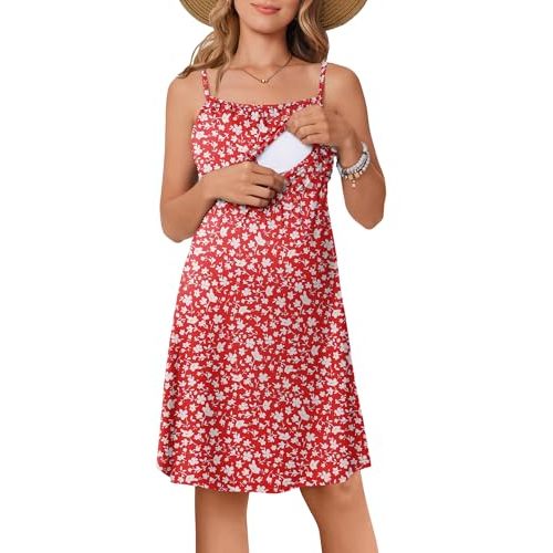Ekouaer Womens Sleeveless Nursing Dress Summer Breastfeeding Dresses Adjustable Strap Maternity Clothes