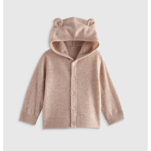 Washable Hooded Cardigan in Oatmeal 9-12/ mo