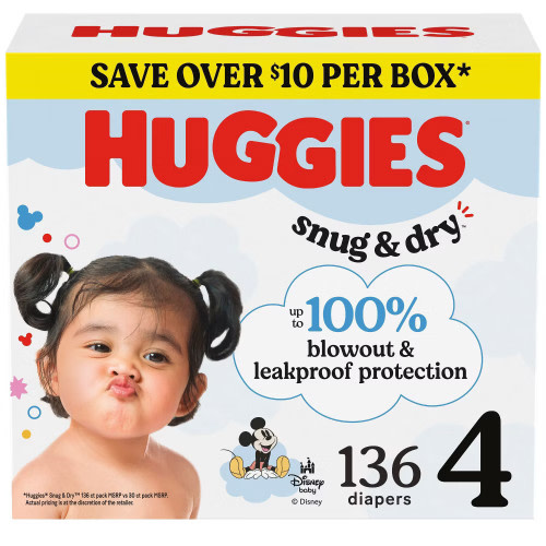 Huggies Snug & Dry Disposable Diapers - Size 4 - 136ct