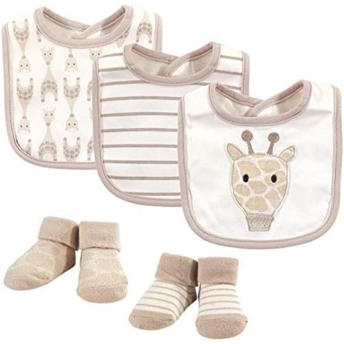 Hudson Baby Unisex BabyCotton Bib and Sock Set