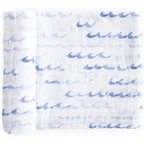 Little Unicorn Premium Cotton Swaddle Baby Blanket | Breathable Fabric | for swaddling, Play, Nursing & More (High Tide)