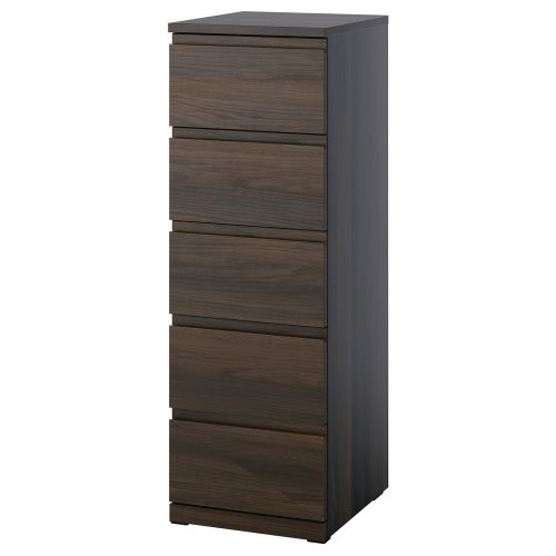 STORKLINTA 5-drawer dresser - dark brown/oak effect anchor/unlock function 15 3/4x18 7/8x47 1/4 "