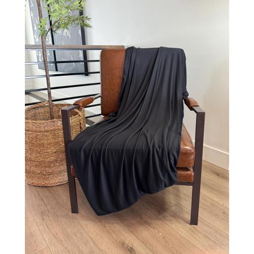 Soft Black Throw Blanket: Stretchy Swaddle Wrap, Travel Comfort