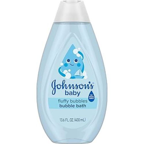Johnson's Baby Fluffy Bubbles Bubble Bath, No More Tears, Gently Cleanses Delicate Skin Without Feeling Dry, Hypoallergenic, No Added Parabens, Sulfates & Dyes, 13.6 fl. oz