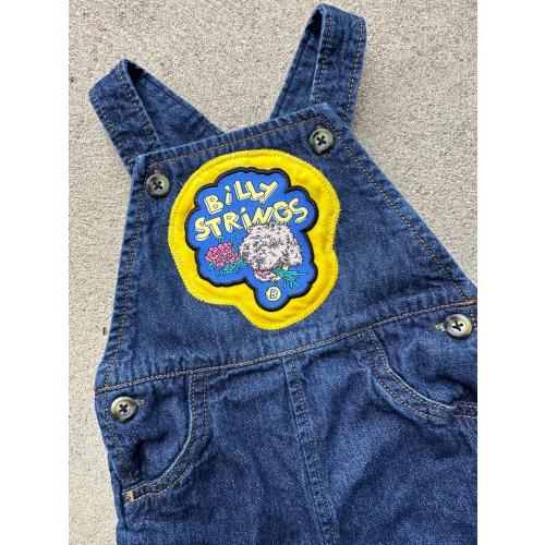 Baby BMFS Billy overall jean pants with merch patch size 9 month, little rager gift bluegrass banjo