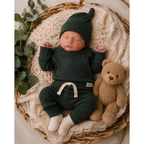 Unisex Newborn Coming Home Outfit, Waffle Knit Lounge Set, Baby Shower Gift